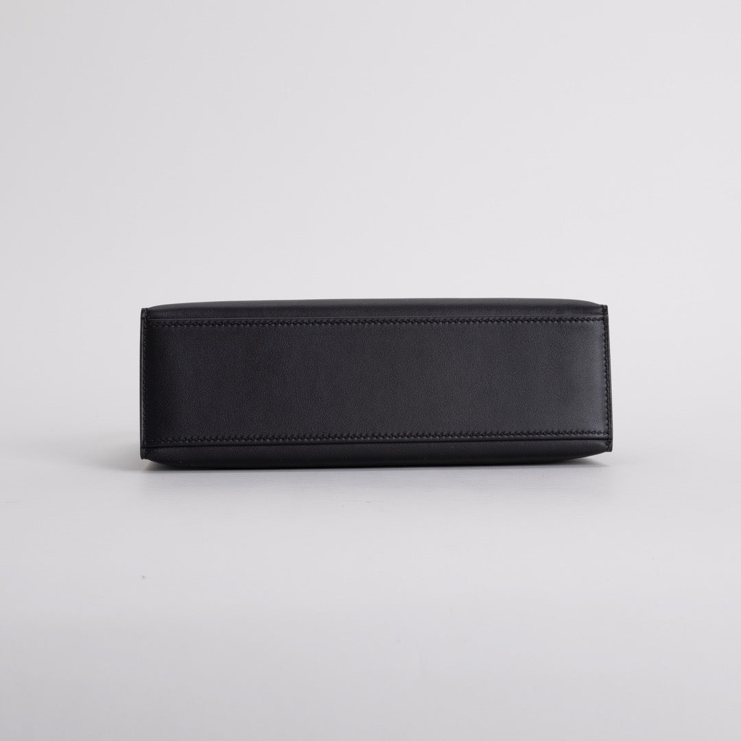 KELLY POCHETTE SWIFT LEATHER NOIR (BLACK) WITH PALLADIUM HARDWARE (PHW)