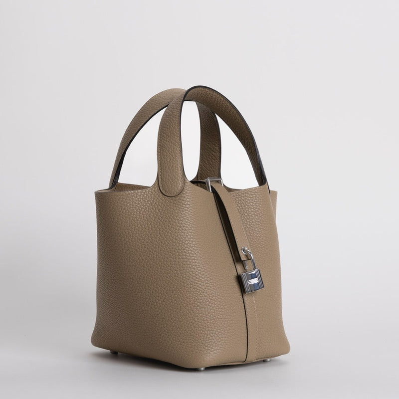 PICOTIN 18 LOCK CLEMENCE LEATHER BEIGE MARFA WITH PALLADIUM HARDWARE (PHW)