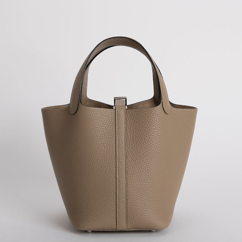 PICOTIN 18 LOCK CLEMENCE LEATHER BEIGE MARFA WITH PALLADIUM HARDWARE (PHW)
