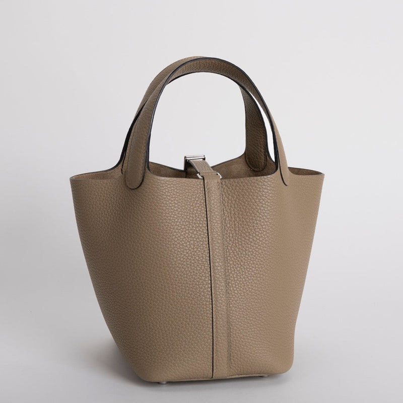 PICOTIN 18 LOCK CLEMENCE LEATHER BEIGE MARFA WITH PALLADIUM HARDWARE (PHW)