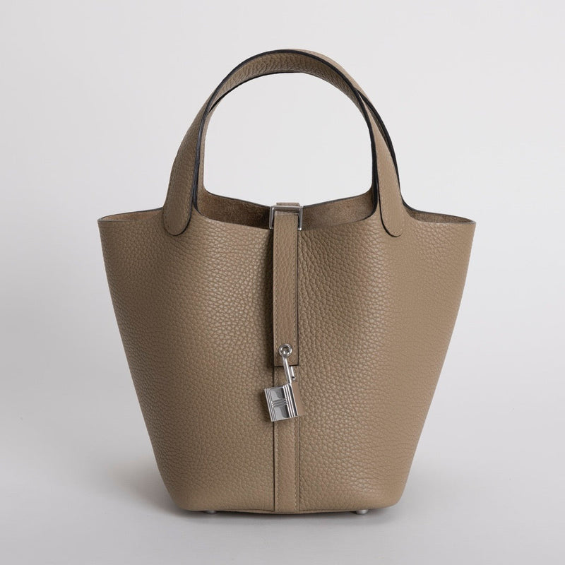 PICOTIN 18 LOCK CLEMENCE LEATHER BEIGE MARFA WITH PALLADIUM HARDWARE (PHW)
