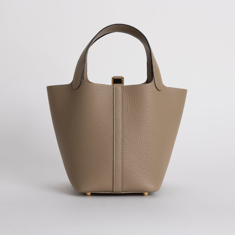 PICOTIN 18 LOCK CLEMENCE LEATHER BEIGE MARFA WITH GOLD HARDWARE (GHW)