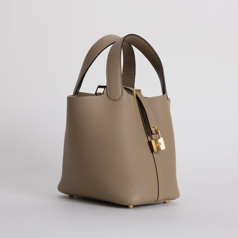 PICOTIN 18 LOCK CLEMENCE LEATHER BEIGE MARFA WITH GOLD HARDWARE (GHW)