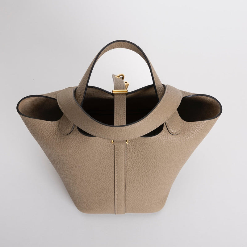 PICOTIN 18 LOCK CLEMENCE LEATHER BEIGE MARFA WITH GOLD HARDWARE (GHW)