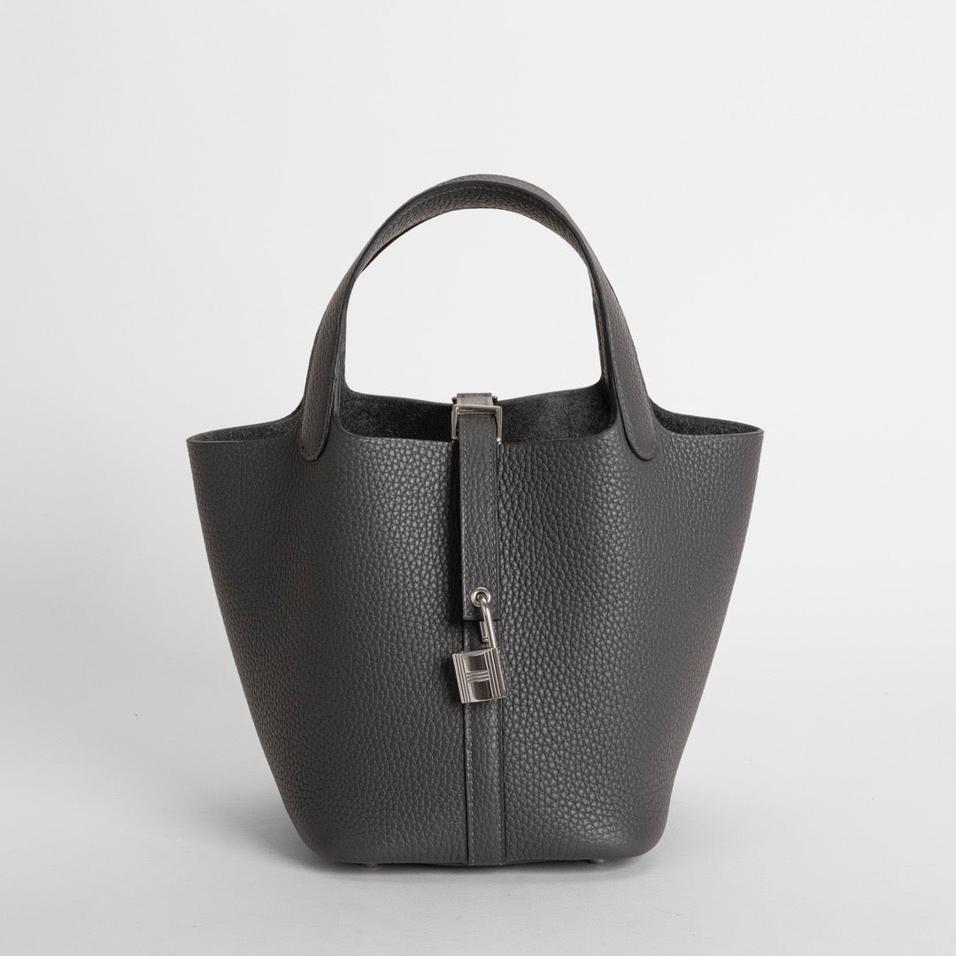 PICOTIN 18 LOCK CLEMENCE LEATHER GRAPHITE WITH PALLADIUM HARDWARE (PHW)