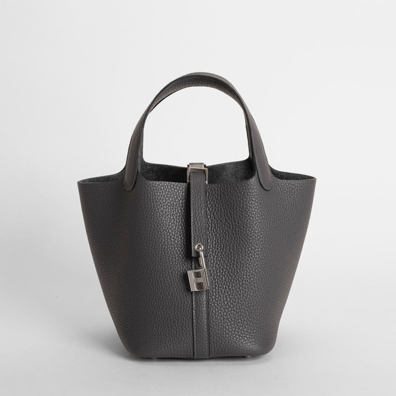 PICOTIN 18 LOCK CLEMENCE LEATHER GRAPHITE WITH PALLADIUM HARDWARE (PHW)