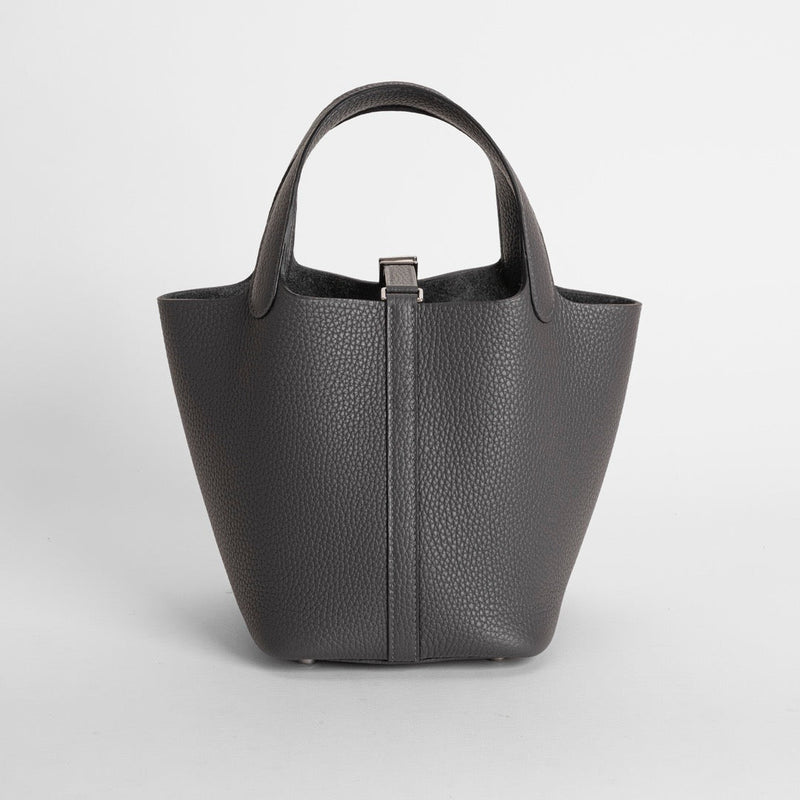 PICOTIN 18 LOCK CLEMENCE LEATHER GRAPHITE WITH PALLADIUM HARDWARE (PHW)