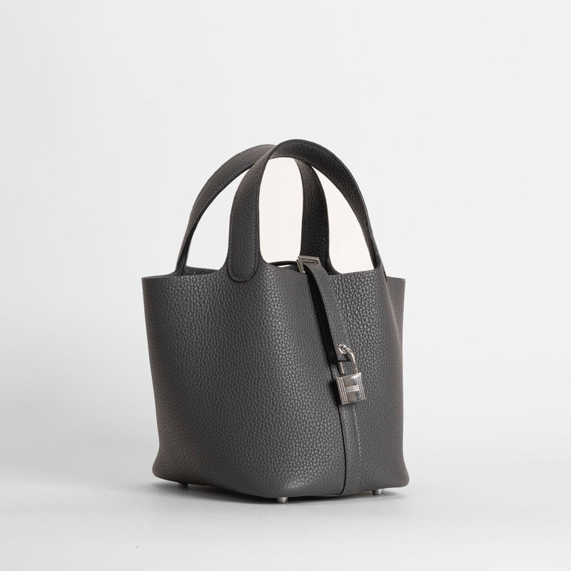 PICOTIN 18 LOCK CLEMENCE LEATHER GRAPHITE WITH PALLADIUM HARDWARE (PHW)