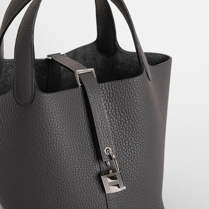 PICOTIN 18 LOCK CLEMENCE LEATHER GRAPHITE WITH PALLADIUM HARDWARE (PHW)