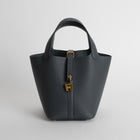 PICOTIN 18 LOCK CLEMENCE LEATHER GRIS MISTY WITH GOLD HARDWARE (GHW)