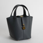 PICOTIN 18 LOCK CLEMENCE LEATHER GRIS MISTY WITH GOLD HARDWARE (GHW)