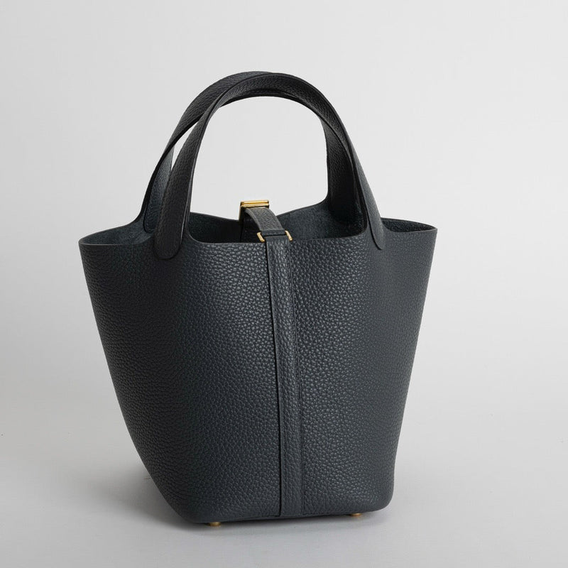 PICOTIN 18 LOCK CLEMENCE LEATHER GRIS MISTY WITH GOLD HARDWARE (GHW)