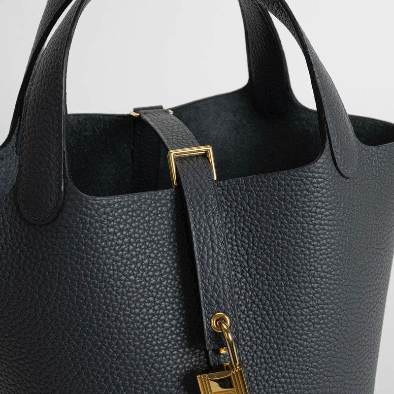 PICOTIN 18 LOCK CLEMENCE LEATHER GRIS MISTY WITH GOLD HARDWARE (GHW)