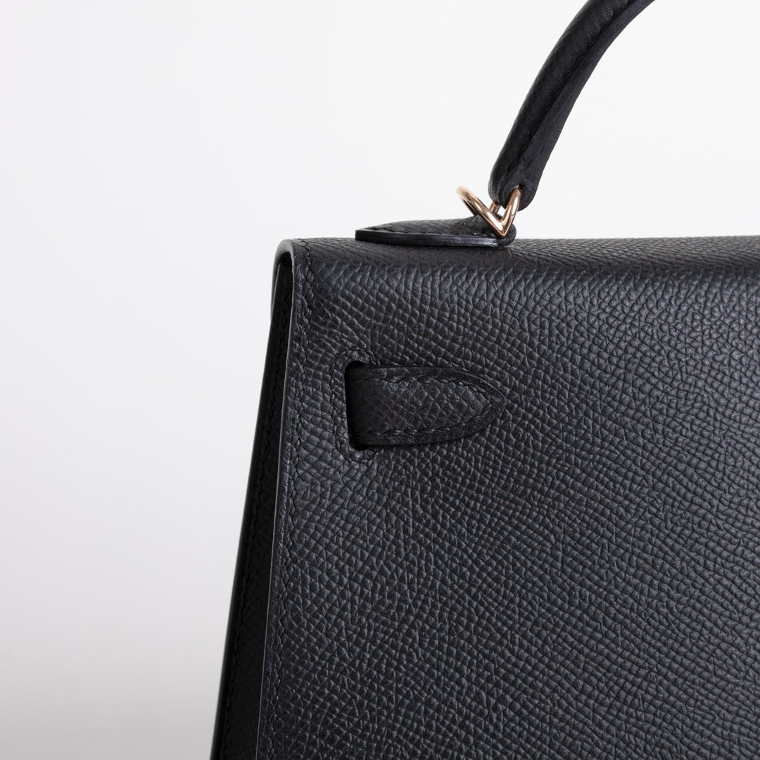 MINI KELLY II (20) EPSOM LEATHER NOIR (BLACK) WITH ROSE GOLD HARDWARE (RGHW)