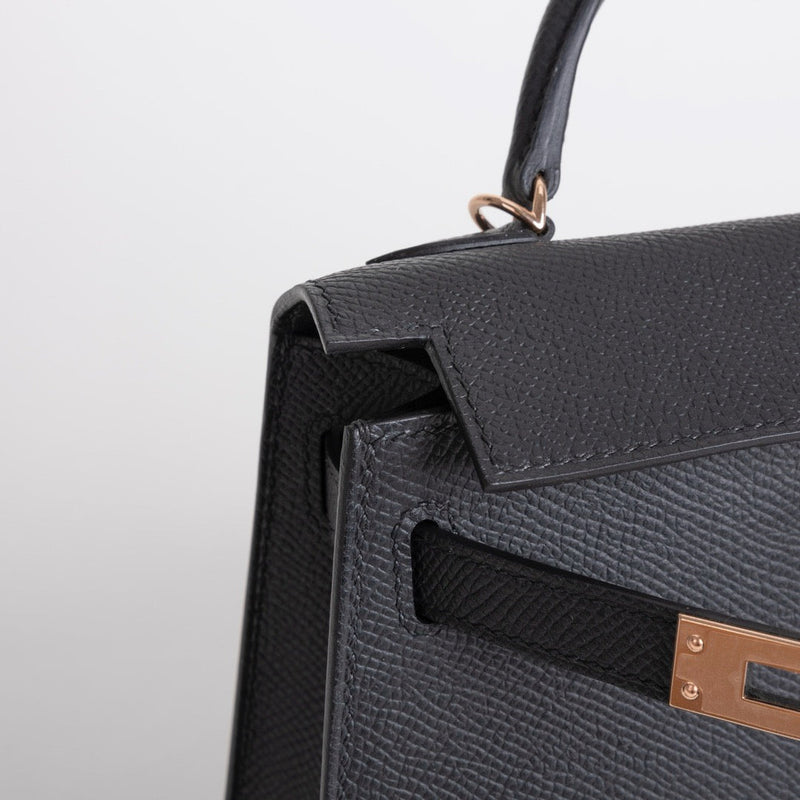 MINI KELLY II (20) EPSOM LEATHER NOIR (BLACK) WITH ROSE GOLD HARDWARE (RGHW)