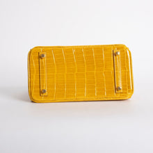 BIRKIN 25 SHINY NILOTICUS CROCODILE LEATHER JAUNE AMBRE WITH GOLD HARDWARE (GHW)