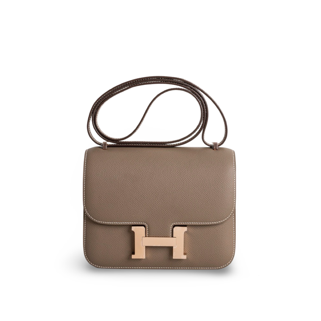 CONSTANCE 18 (MINI) EPSOM LEATHER ETOUPE WITH ROSE GOLD HARDWARE (RGHW)
