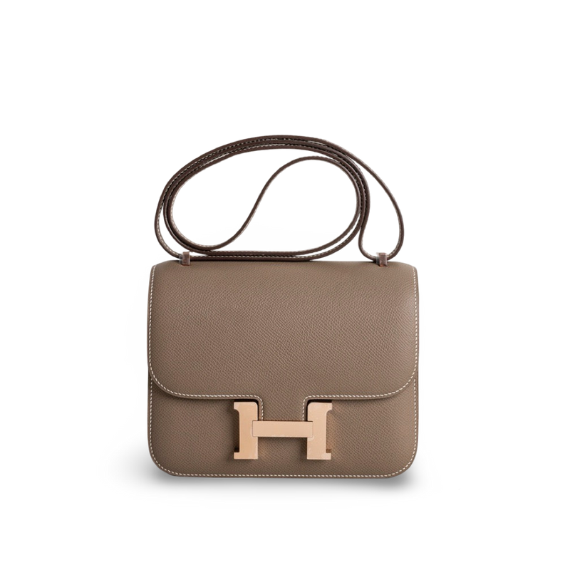 CONSTANCE 18 (MINI) EPSOM LEATHER ETOUPE WITH ROSE GOLD HARDWARE (RGHW)