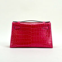 KELLY POCHETTE SHINY MISSISSIPPIENSIS ALLIGATOR LEATHER ROSE EXTREME WITH GOLD HARDWARE (GHW)