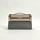KELLY POCHETTE SWIFT LEATHER GRIS MEYER WITH PALLADIUM HARDWARE (PHW)