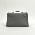KELLY POCHETTE SWIFT LEATHER GRIS MEYER WITH PALLADIUM HARDWARE (PHW)
