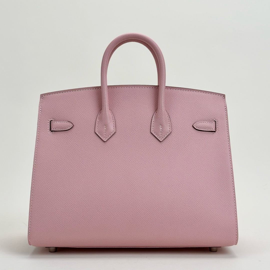 BIRKIN 25 EPSOM LEATHER (SELLIER SHAPE) ROSE SAKURA WITH PALLADIUM HARDWARE (PHW)