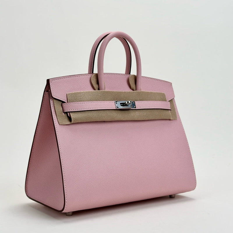 BIRKIN 25 EPSOM LEATHER (SELLIER SHAPE) ROSE SAKURA WITH PALLADIUM HARDWARE (PHW)
