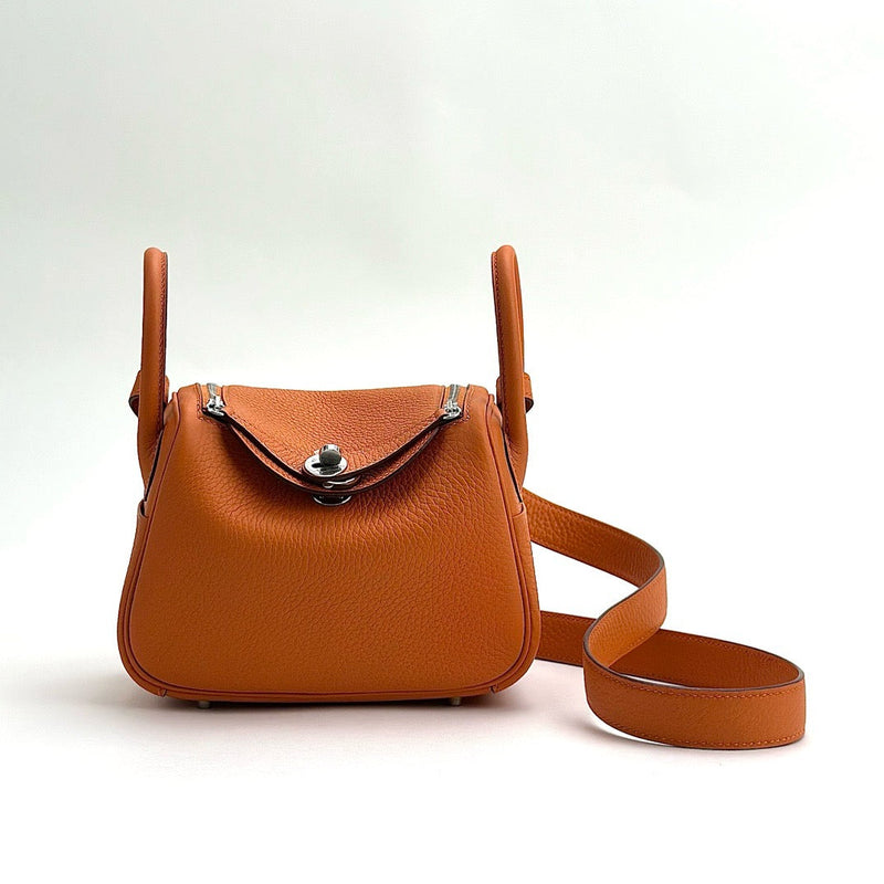 MINI LINDY 20 CLEMENCE LEATHER ORANGE WITH PALLADIUM HARDWARE (PHW)
