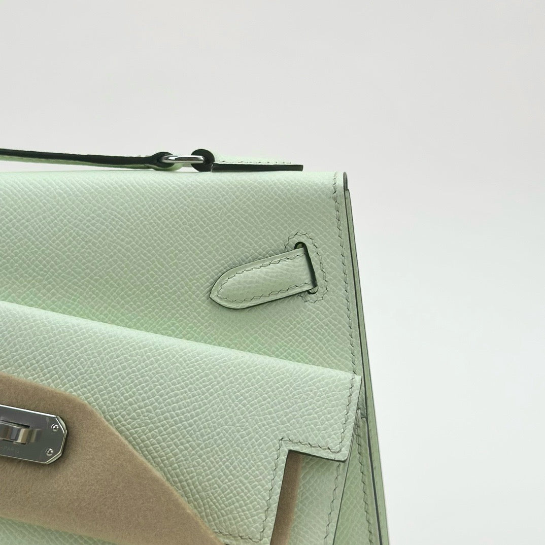 KELLY DESORDRE EPSOM LEATHER VERT FIZZ WITH PALLADIUM HARDWARE (PHW)