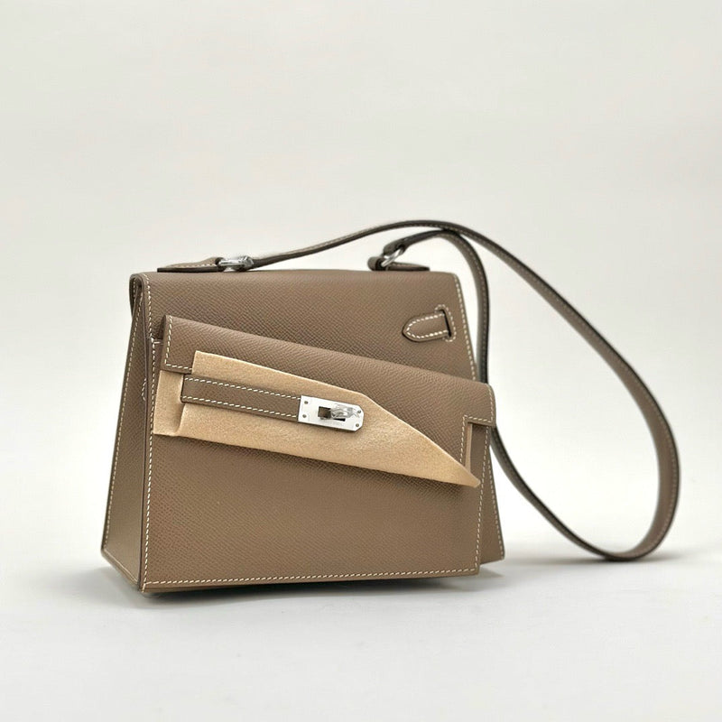 KELLY DESORDRE EPSOM LEATHER ETOUPE WITH PALLADIUM HARDWARE (PHW)