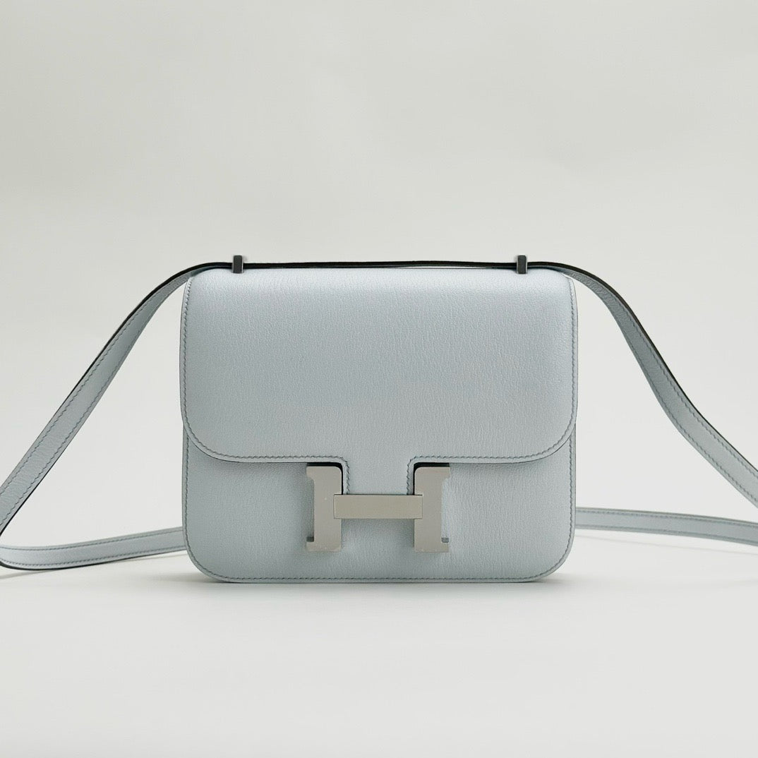 CONSTANCE 18 (MINI) CHEVRE LEATHER BLEU BRUME WITH PALLADIUM HARDWARE (PHW)