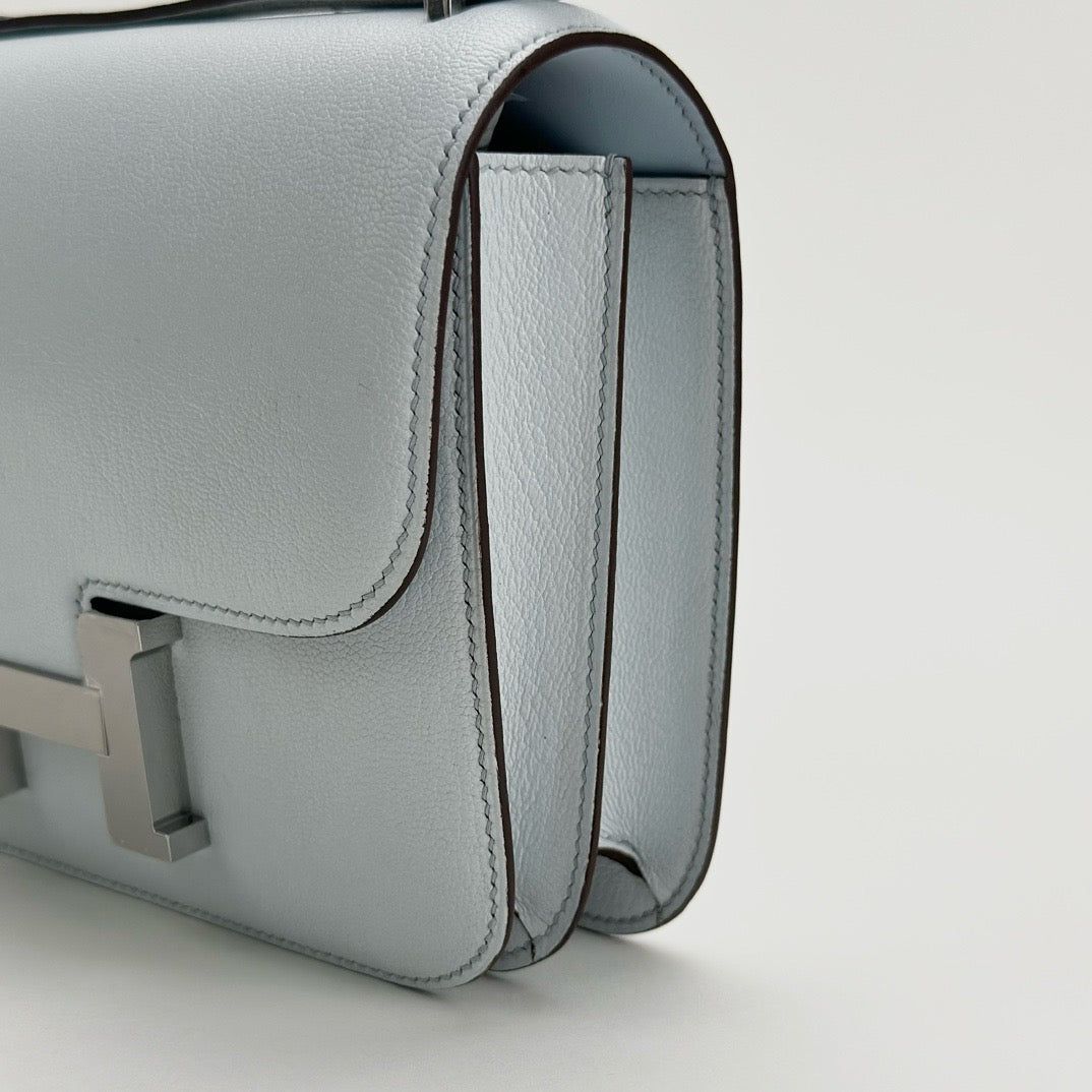 CONSTANCE 18 (MINI) CHEVRE LEATHER BLEU BRUME WITH PALLADIUM HARDWARE (PHW)