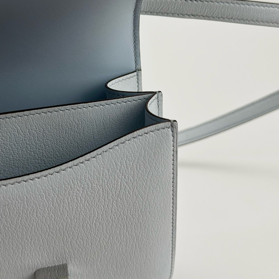 CONSTANCE 18 (MINI) CHEVRE LEATHER BLEU BRUME WITH PALLADIUM HARDWARE (PHW)