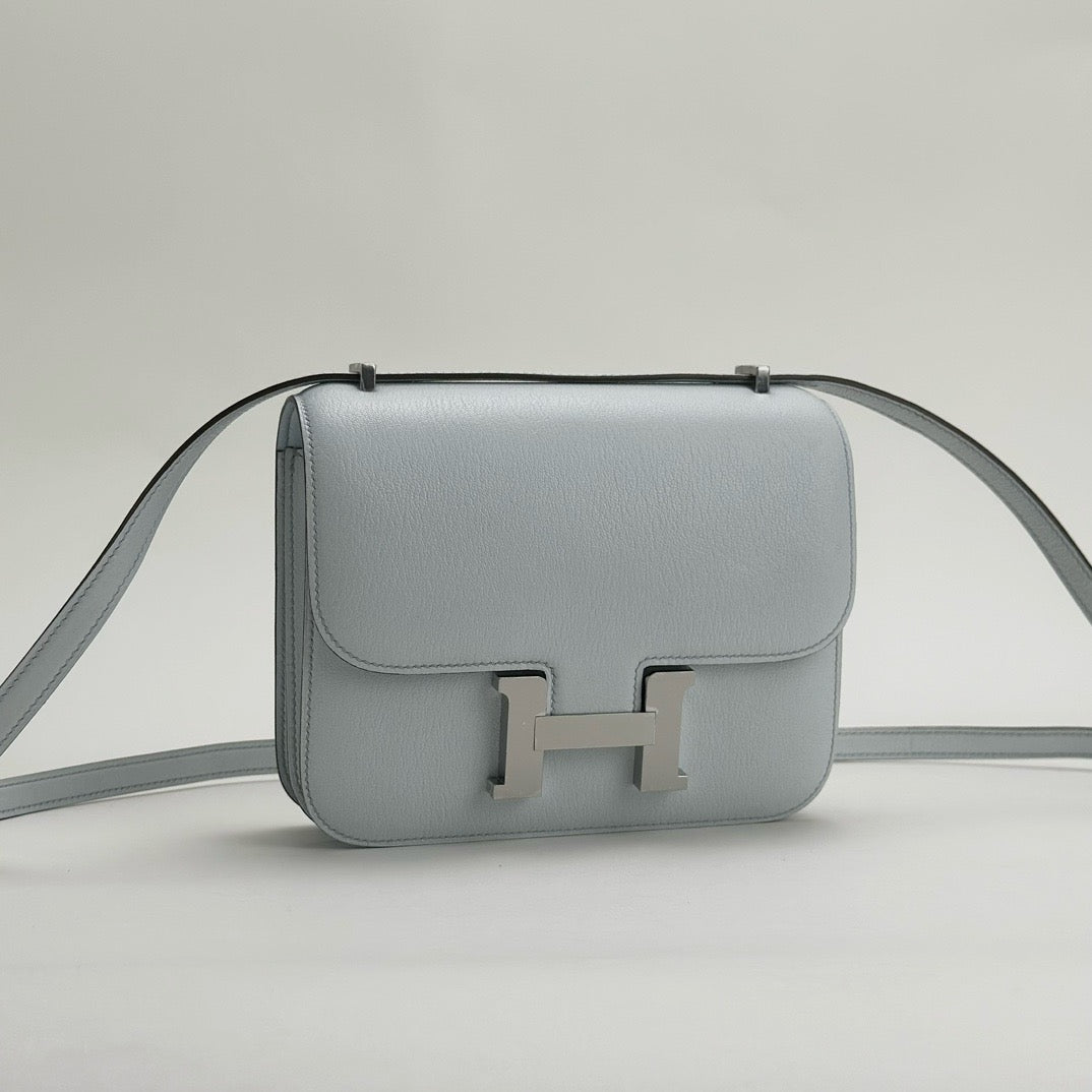 CONSTANCE 18 (MINI) CHEVRE LEATHER BLEU BRUME WITH PALLADIUM HARDWARE (PHW)