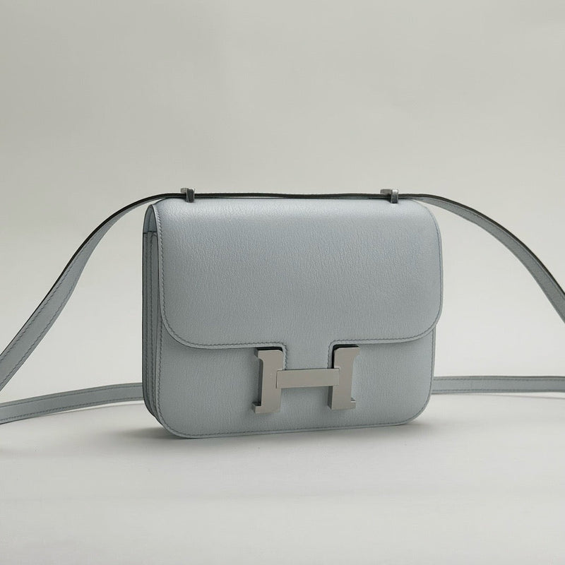 CONSTANCE 18 (MINI) CHEVRE LEATHER BLEU BRUME WITH PALLADIUM HARDWARE (PHW)
