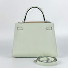 KELLY 25 EPSOM LEATHER VERT FIZZ WITH PALLADIUM HARDWARE (PHW)