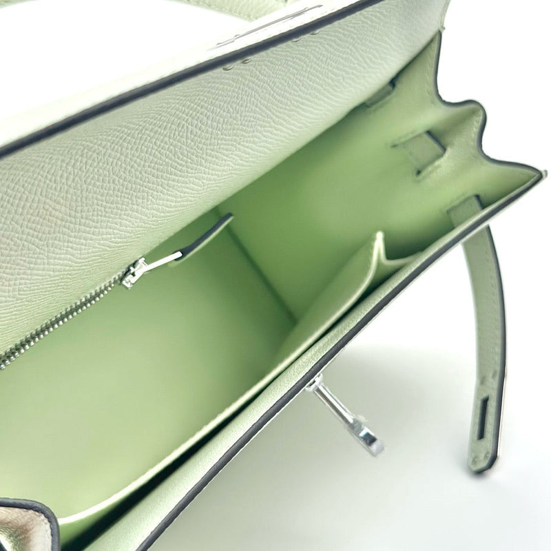 KELLY 25 EPSOM LEATHER VERT FIZZ WITH PALLADIUM HARDWARE (PHW)