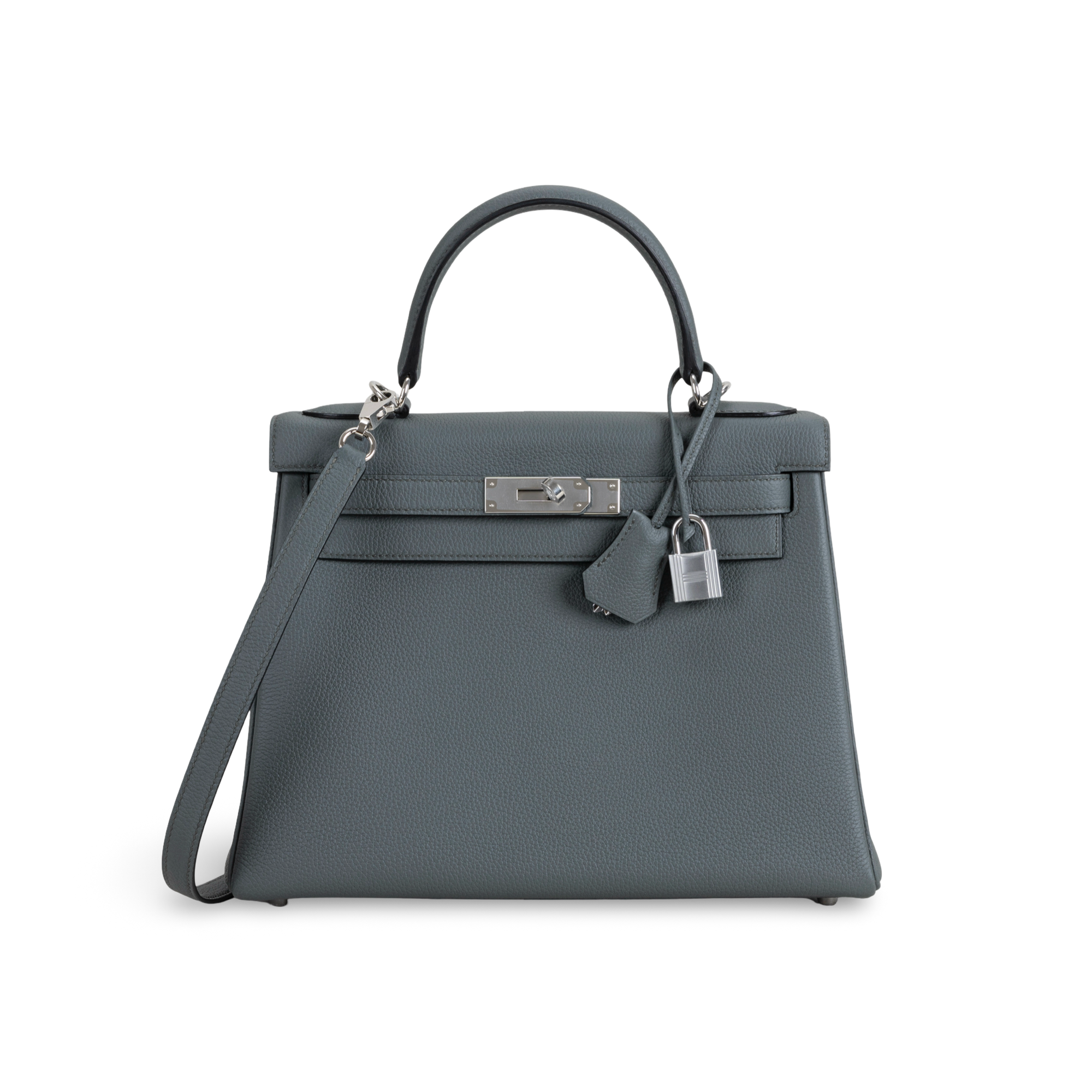 KELLY 28 TOGO LEATHER VERT AMANDE WITH PALLADIUM HARDWARE (PHW)