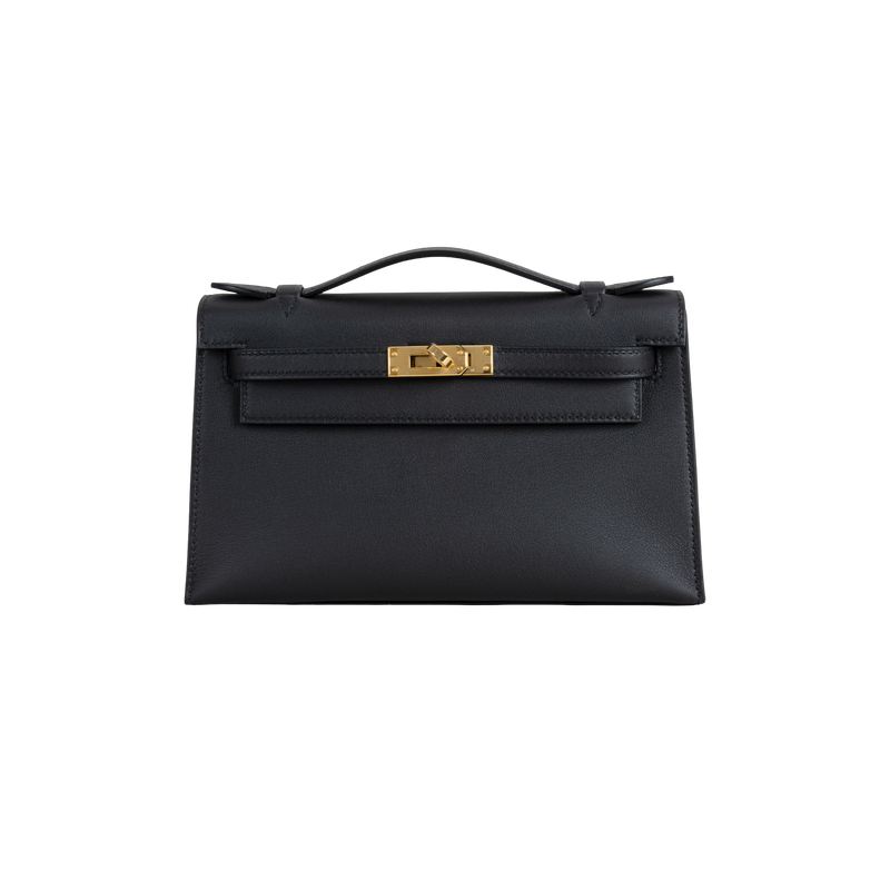 KELLY POCHETTE SWIFT LEATHER NOIR (BLACK) WITH GOLD HARDWARE (GHW)