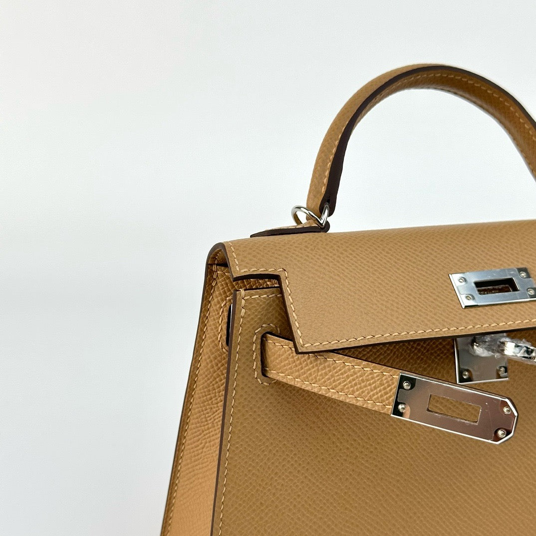 MINI KELLY II (20) EPSOM LEATHER CHAI WITH PALLADIUM HARDWARE (PHW)