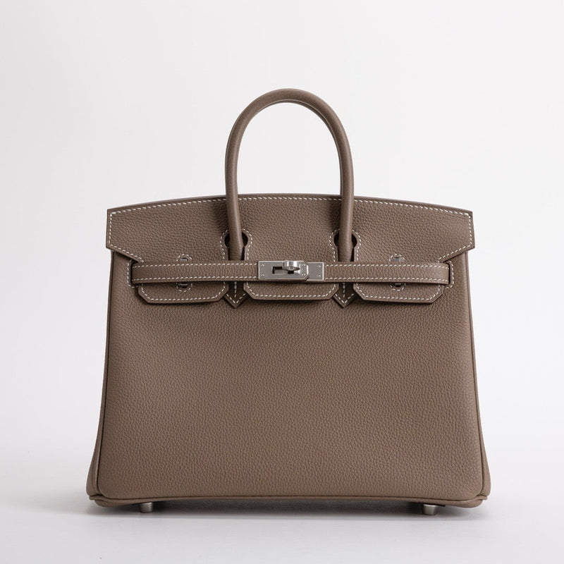 BIRKIN 25 TOGO LEATHER ETOUPE WITH PALLADIUM HARDWARE (PHW)