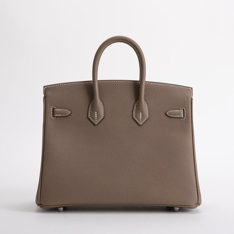 BIRKIN 25 TOGO LEATHER ETOUPE WITH PALLADIUM HARDWARE (PHW)
