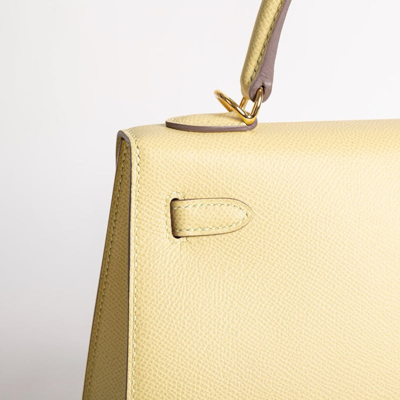 KELLY 25 EPSOM LEATHER JAUNE POUSSIN WITH GOLD HARDWARE (GHW)