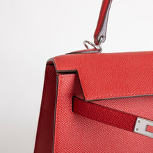 KELLY 25 EPSOM LEATHER ROUGE CASAQUE WITH PALLADIUM HARDWARE (PHW)