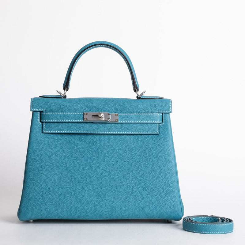 KELLY 28 TOGO LEATHER BLEU JEAN WITH PALLADIUM HARDWARE (PHW)