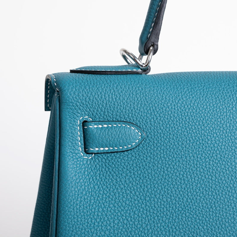 KELLY 28 TOGO LEATHER BLEU JEAN WITH PALLADIUM HARDWARE (PHW)