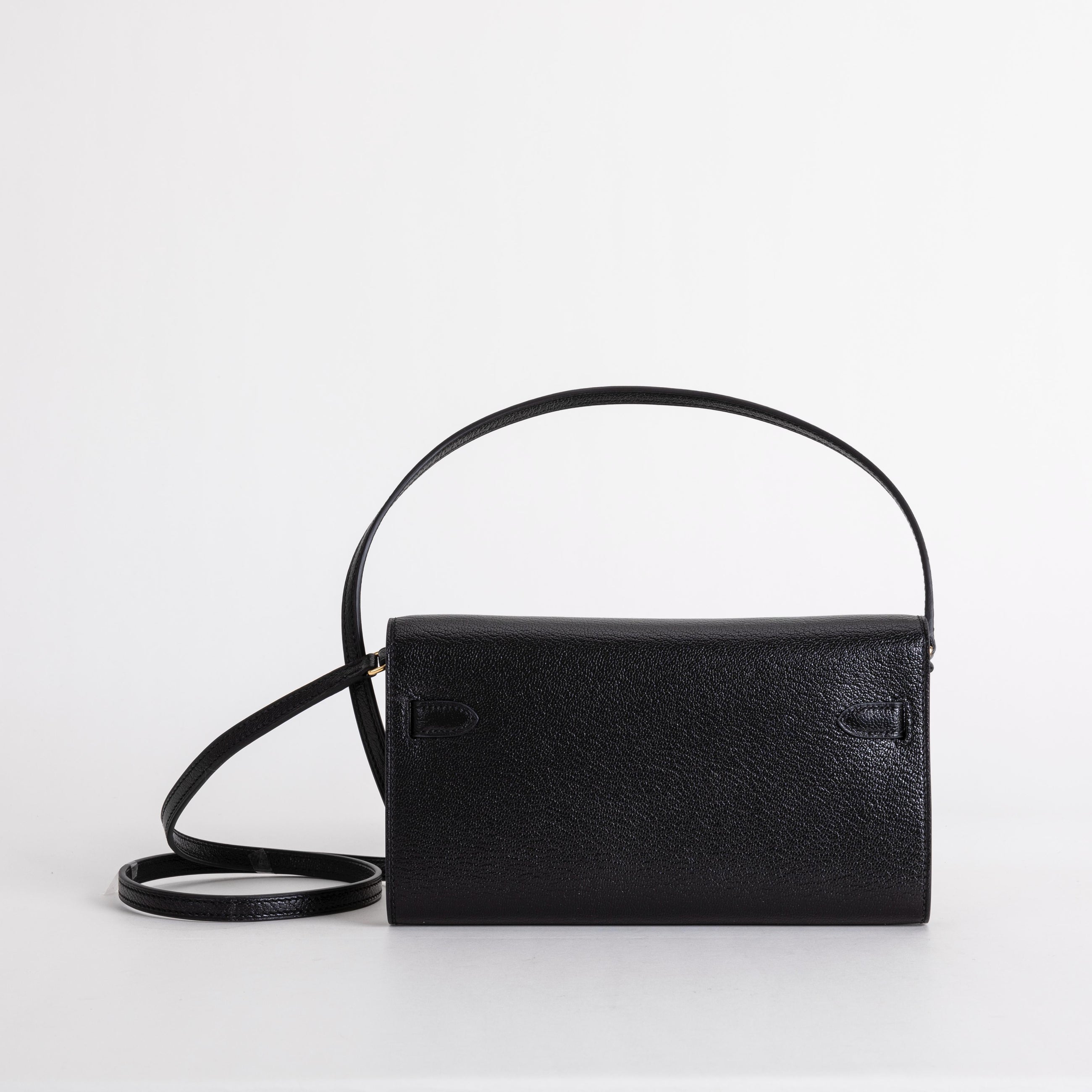 KELLY TO GO CHEVRE LEATHER NOIR (BLACK) WITH GOLD HARDWARE (GHW)