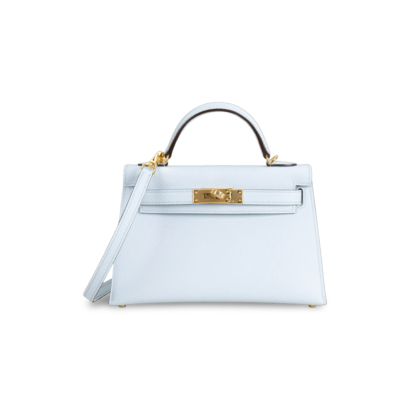 MINI KELLY II (20) EPSOM LEATHER BLEU BRUME WITH GOLD HARDWARE (GHW)