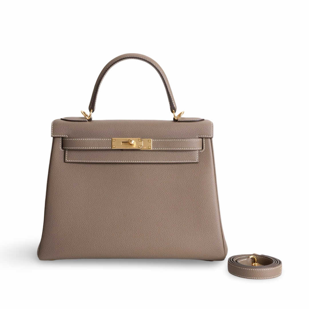 KELLY 28 TOGO LEATHER ETOUPE WITH GOLD HARDWARE (GHW)