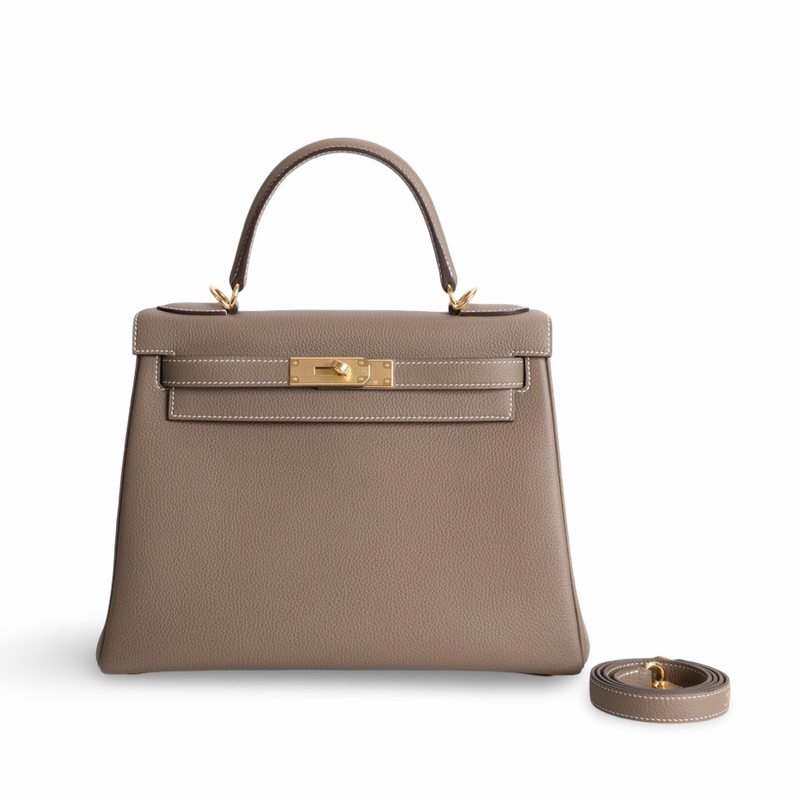 KELLY 28 TOGO LEATHER ETOUPE WITH GOLD HARDWARE (GHW)